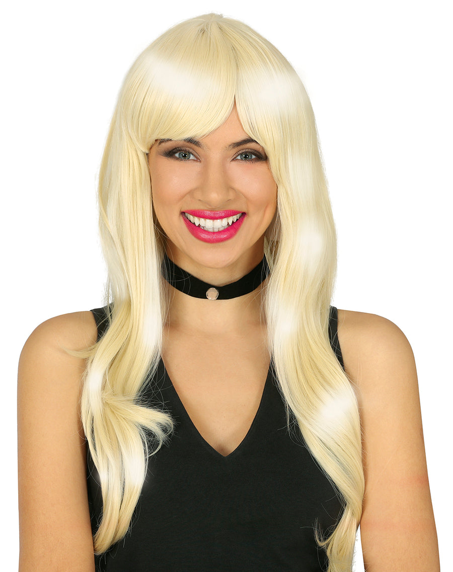80er Jahre Perücke für Damen blond lang
