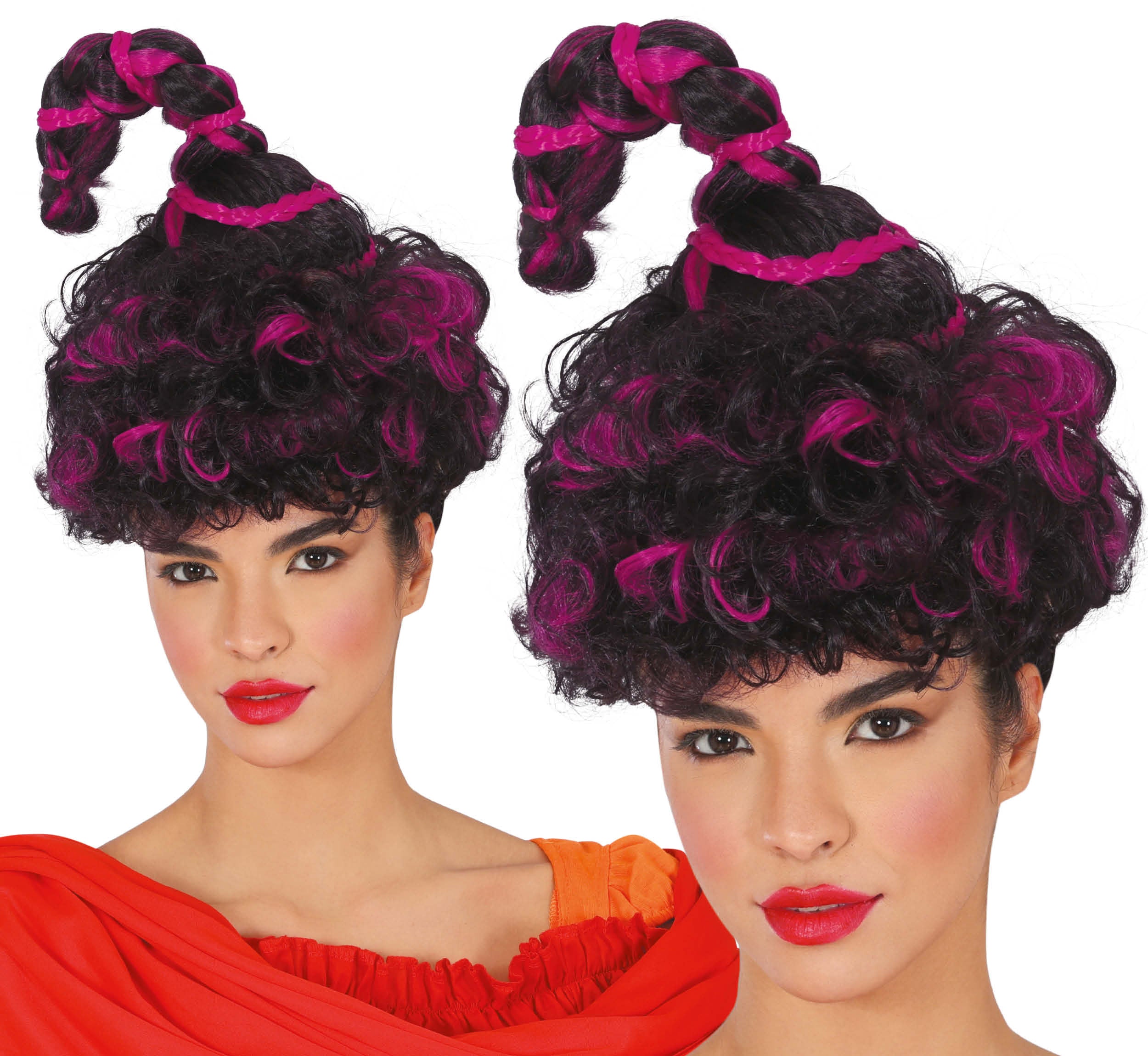 GP48071 – Hexe Lila Schwarze Locken Perücke – Farbe: Schwarz