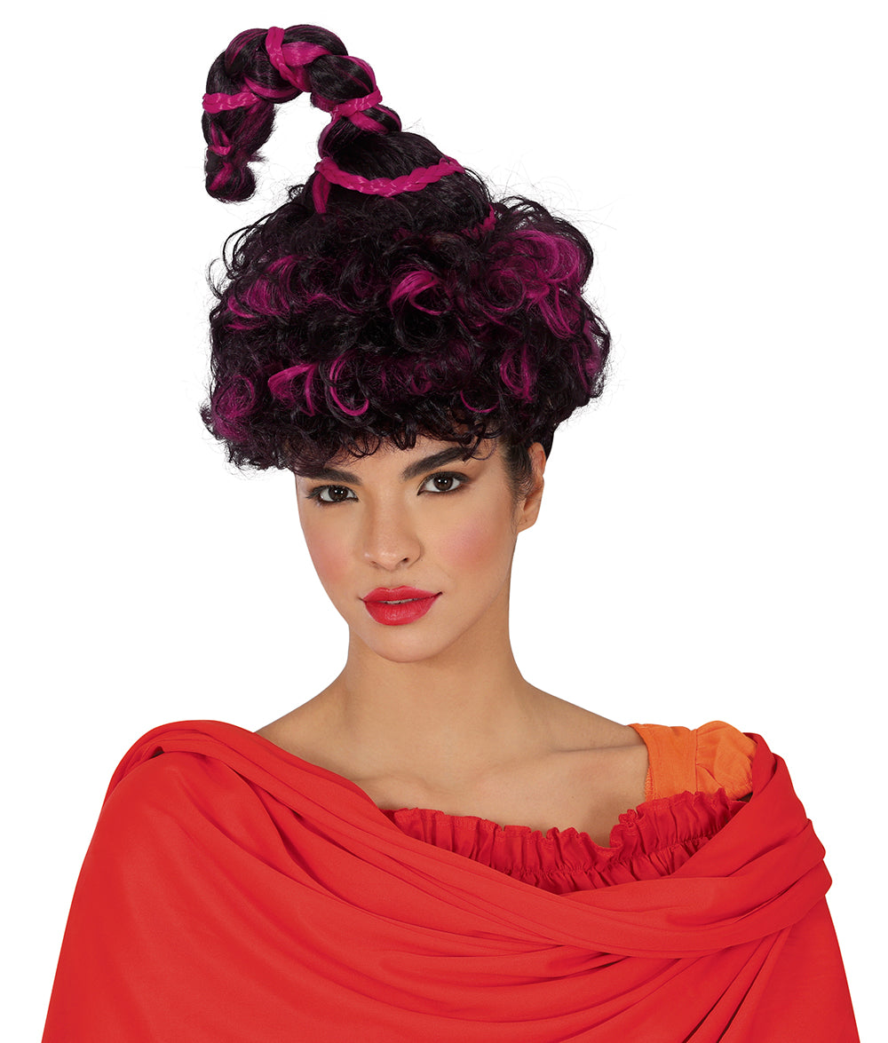 GP48071 – Hexe Lila Schwarze Locken Perücke – Farbe: Schwarz