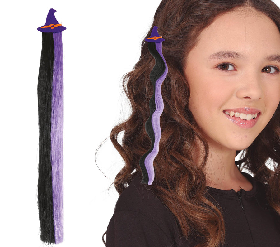 Halloween Haarsträhne für Kinder 40 cm mit Clip