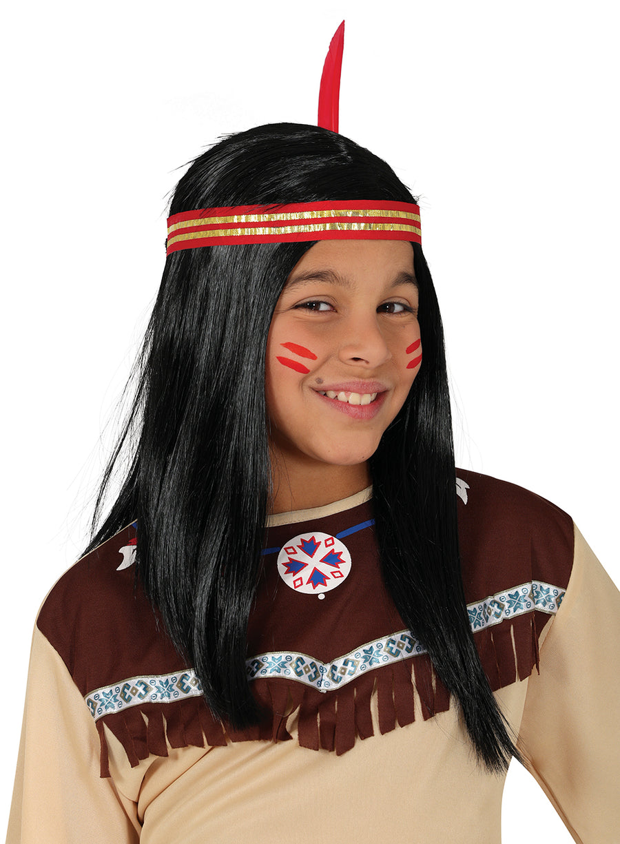 Indianer Perücke für Kinder mit Stirnband