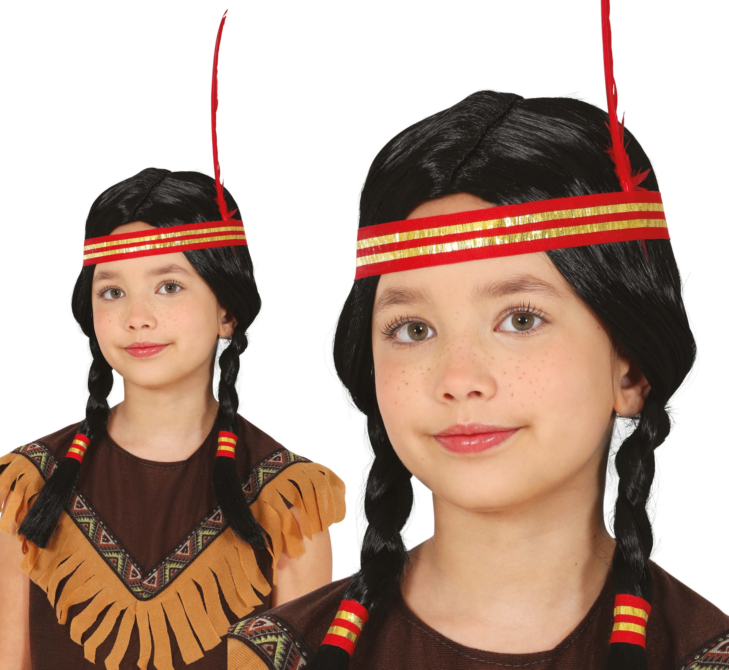 GP48094 – Indianerin Zöpfe Karneval Haarpracht – Farbe: Schwarz