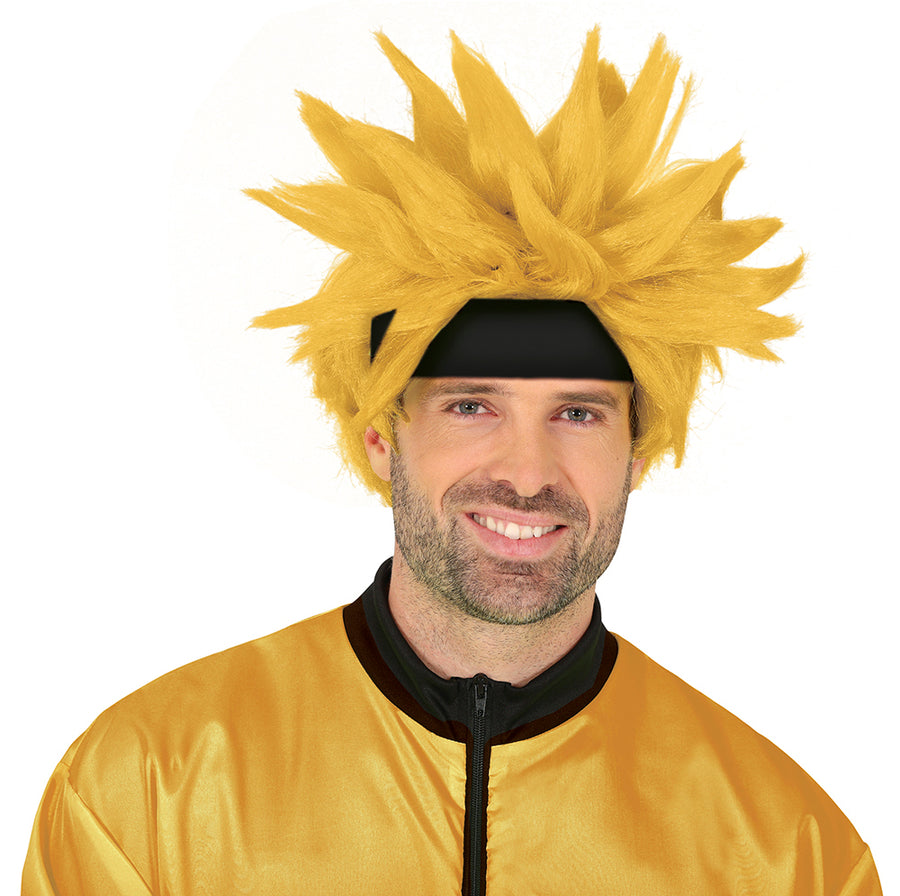 Manga Perücke für Erwachsene gelb Stachelfrisur