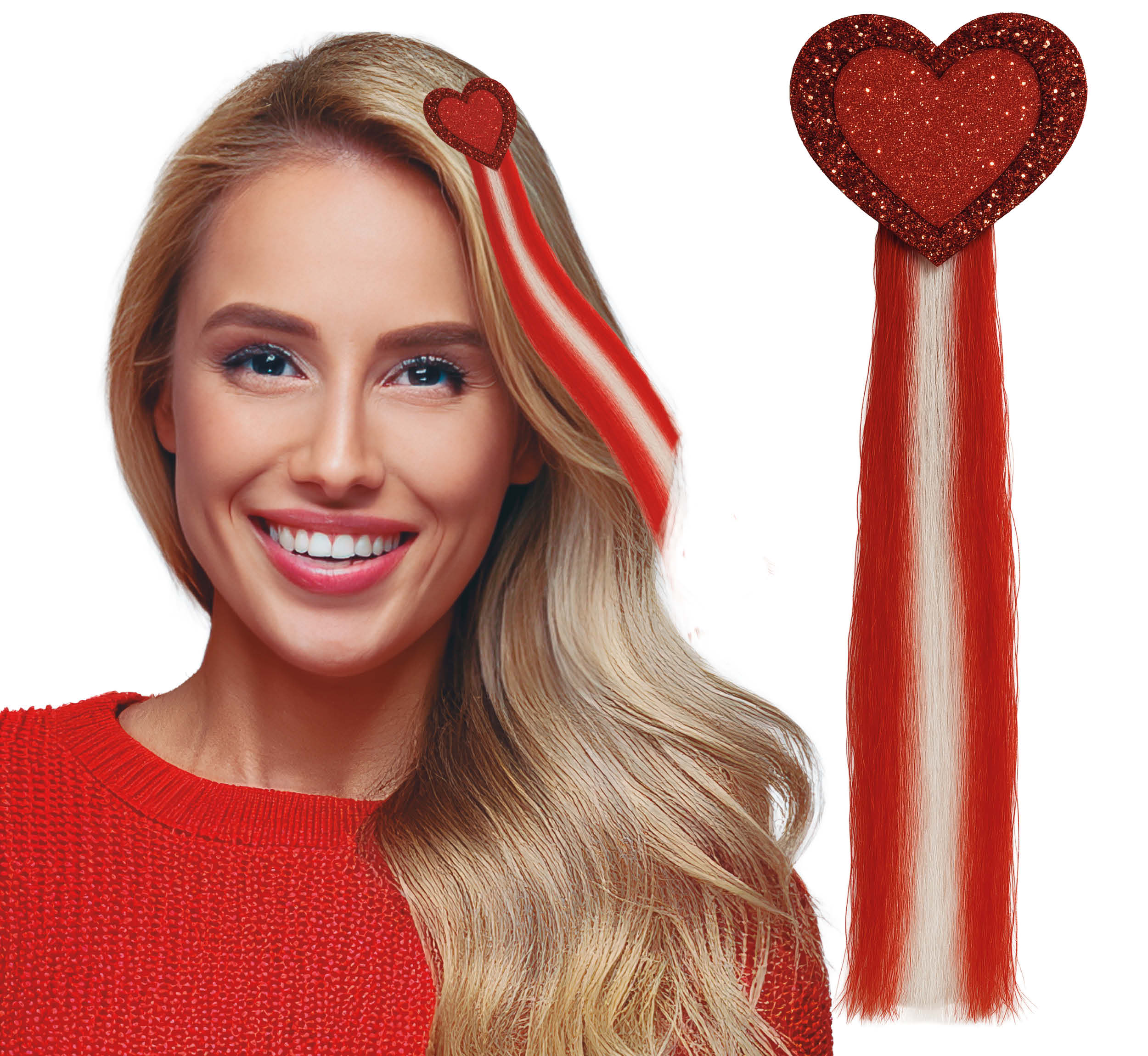 GP48162 – Herzaccessoire Karneval Kopfschmuck – Farbe: Rot / Weiß