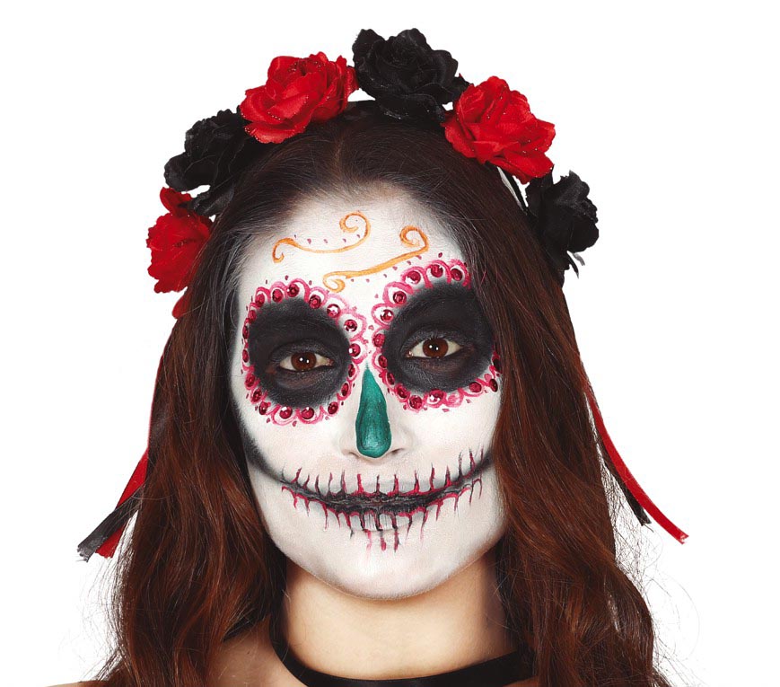 GP26458 – Blumen Haarreif für Damen rot schwarz Catrina – Farbe: Schwarz, Ansicht 2