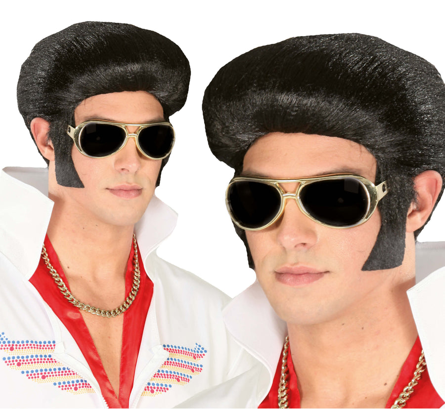 GP4855 – Rock Legend 50s Haarteil Karneval – Farbe: Schwarz, Ansicht 2