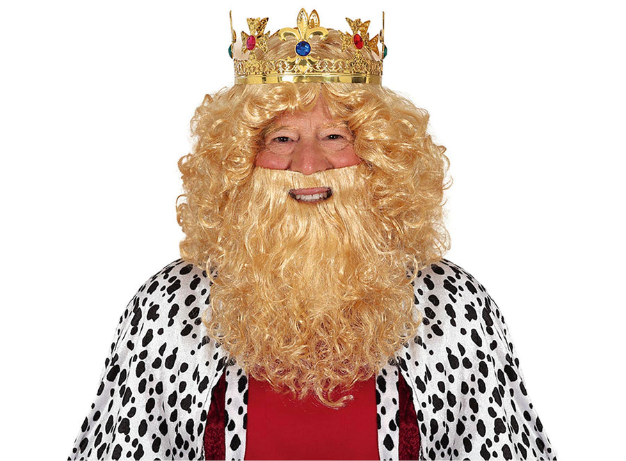 König Perücke mit Bart für Herren blond