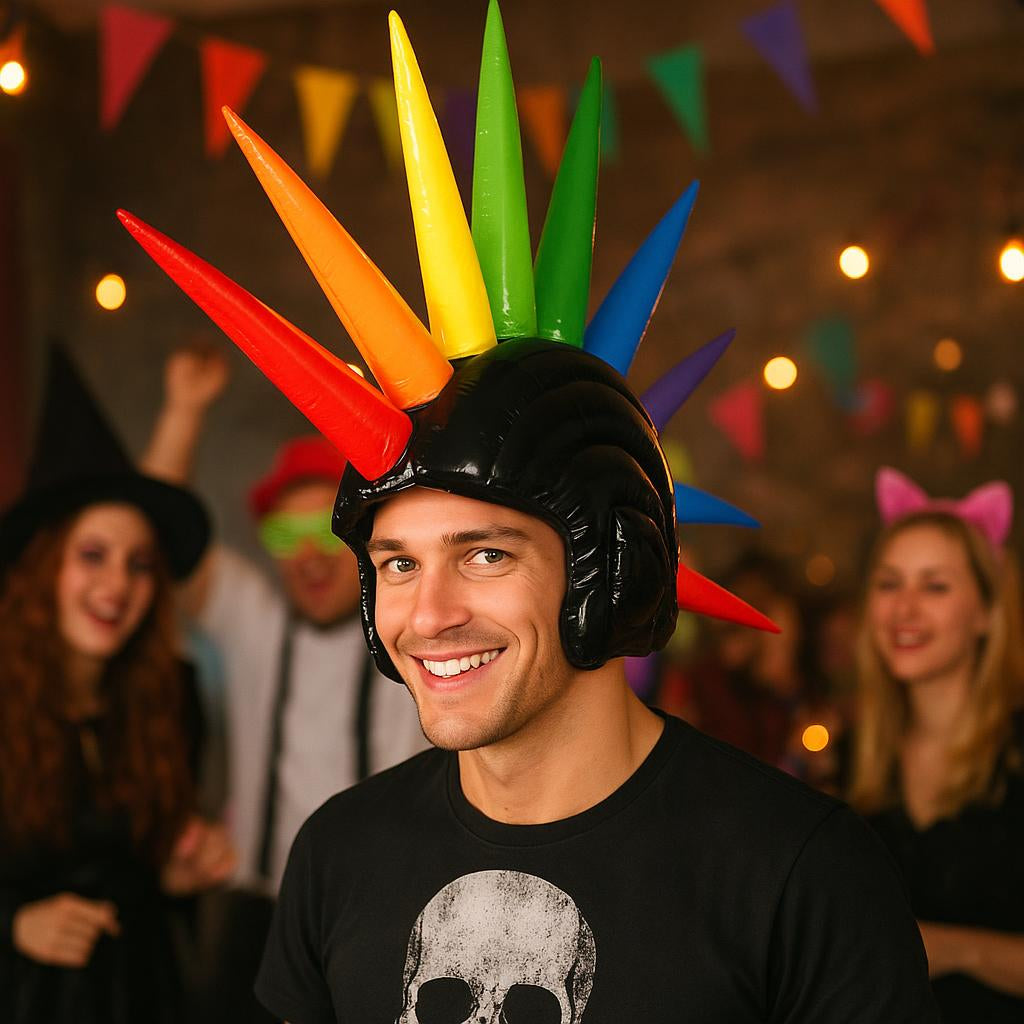 GP17307 – Aufblasbarer Irokesen Helm für Erwachsene bunt – Farbe: Mehrfarbig