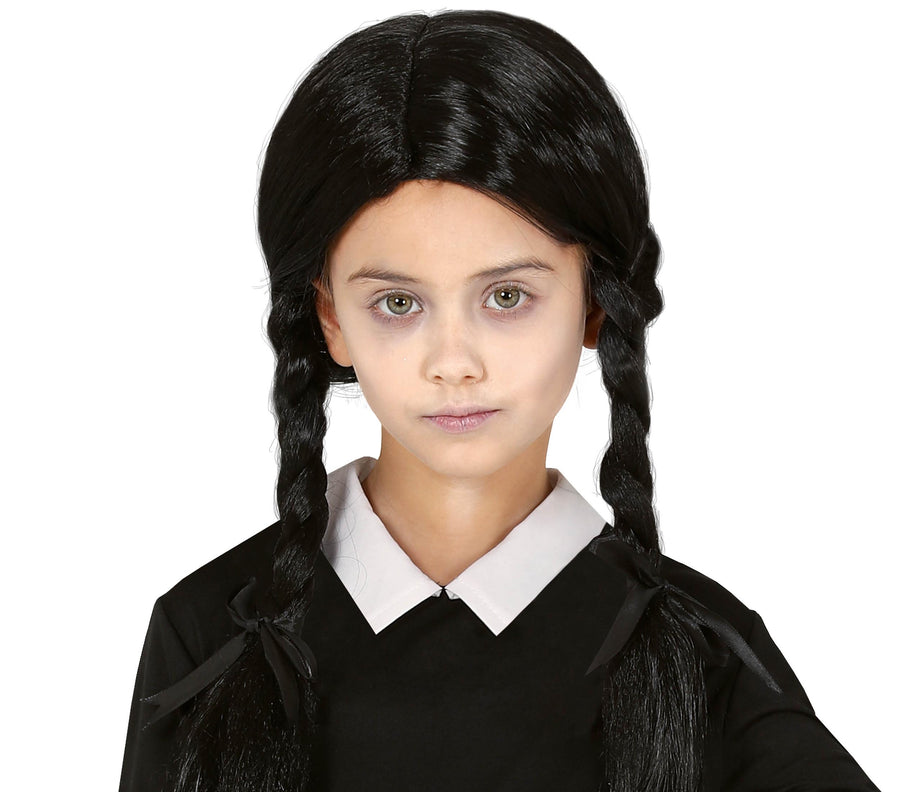 Zopfperücke für Erwachsene schwarz Gothic