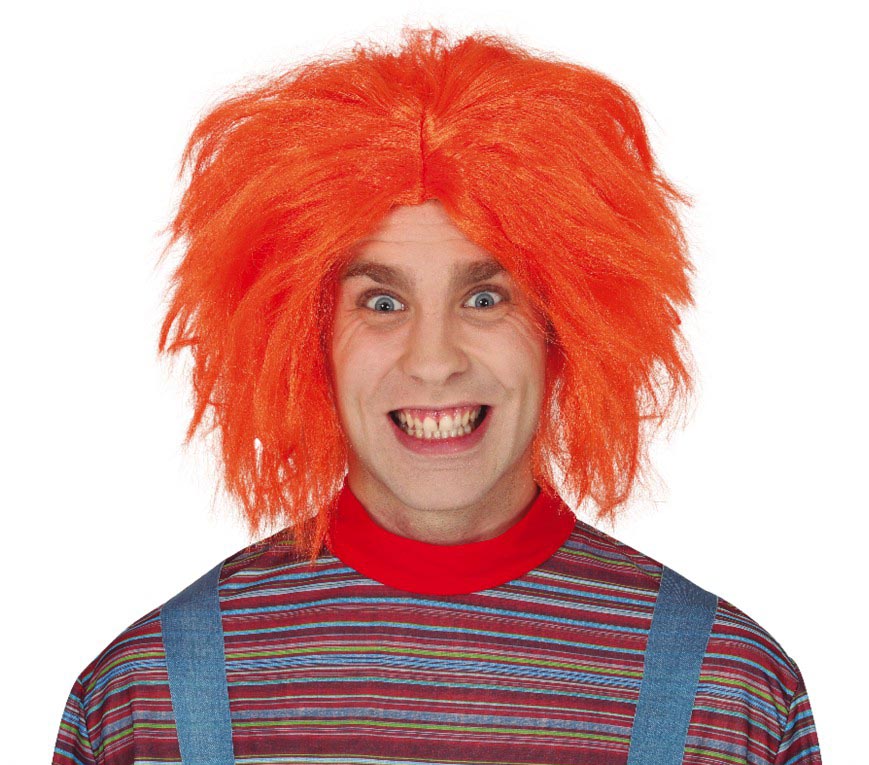 Strubbelperücke für Damen orange zerzaust