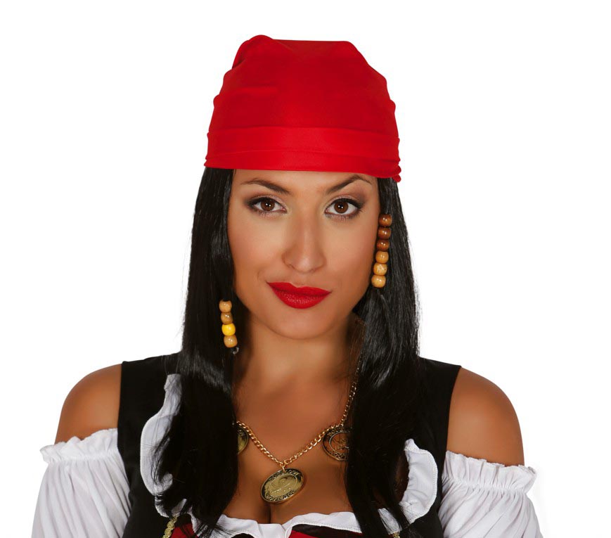 GP4980 – Pirat Perücke Rot Bandana – Farbe: Schwarz
