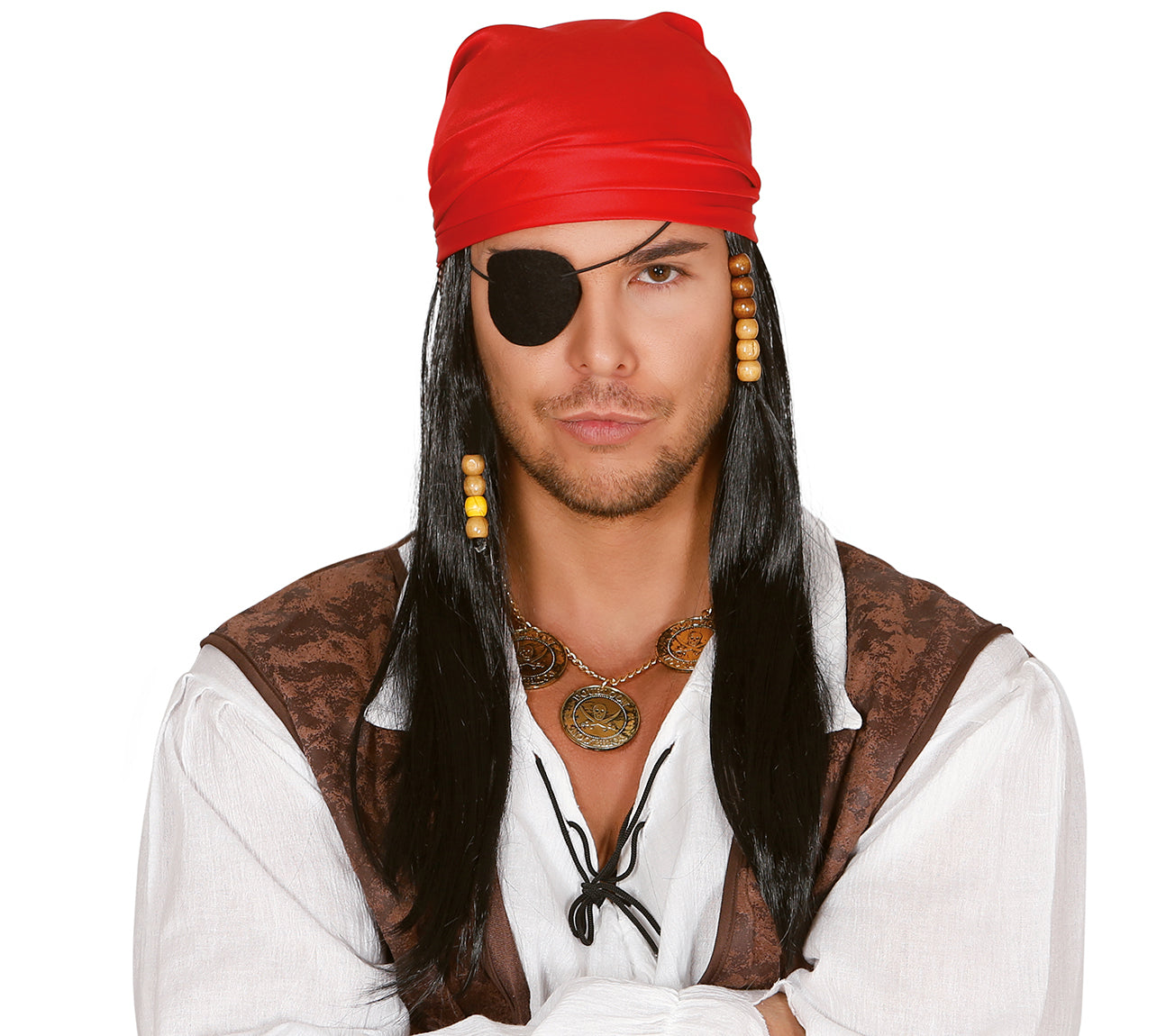 GP4980 – Pirat Perücke Rot Bandana – Farbe: Schwarz