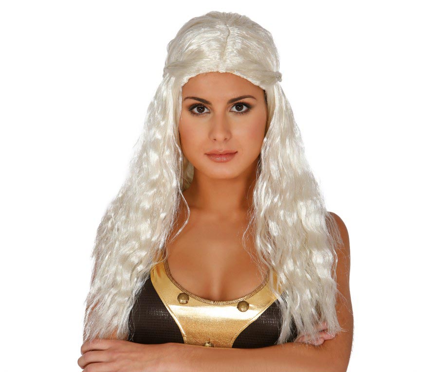 Fantasy Königin Perücke für Damen weiß