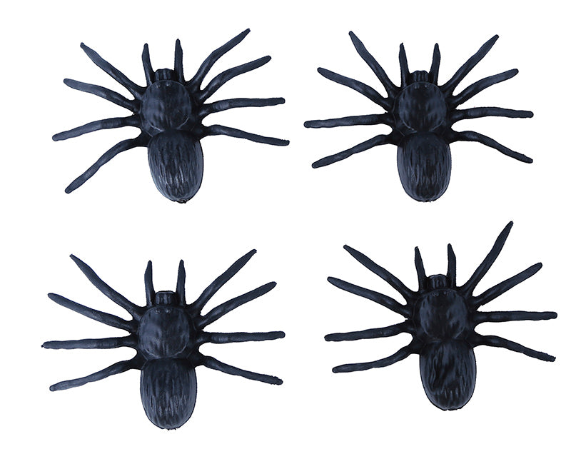 GP26293 – 4 Spinnen schwarz 10 cm Halloween Deko – Farbe: Schwarz