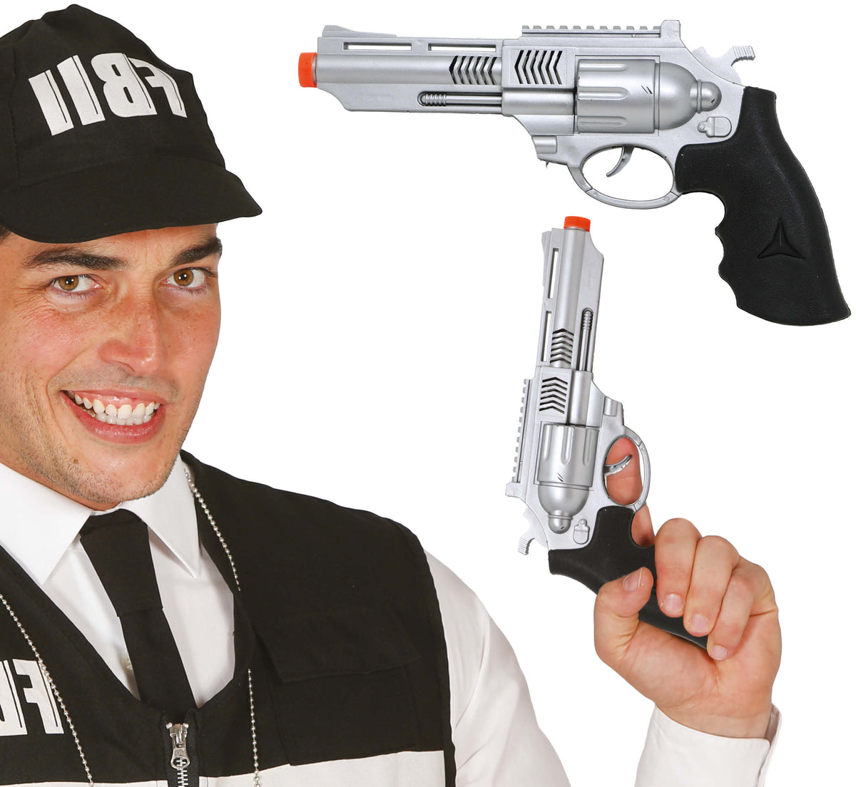 GP18520 – Polizei Revolver für Erwachsene 27 cm silber – Farbe: Silber