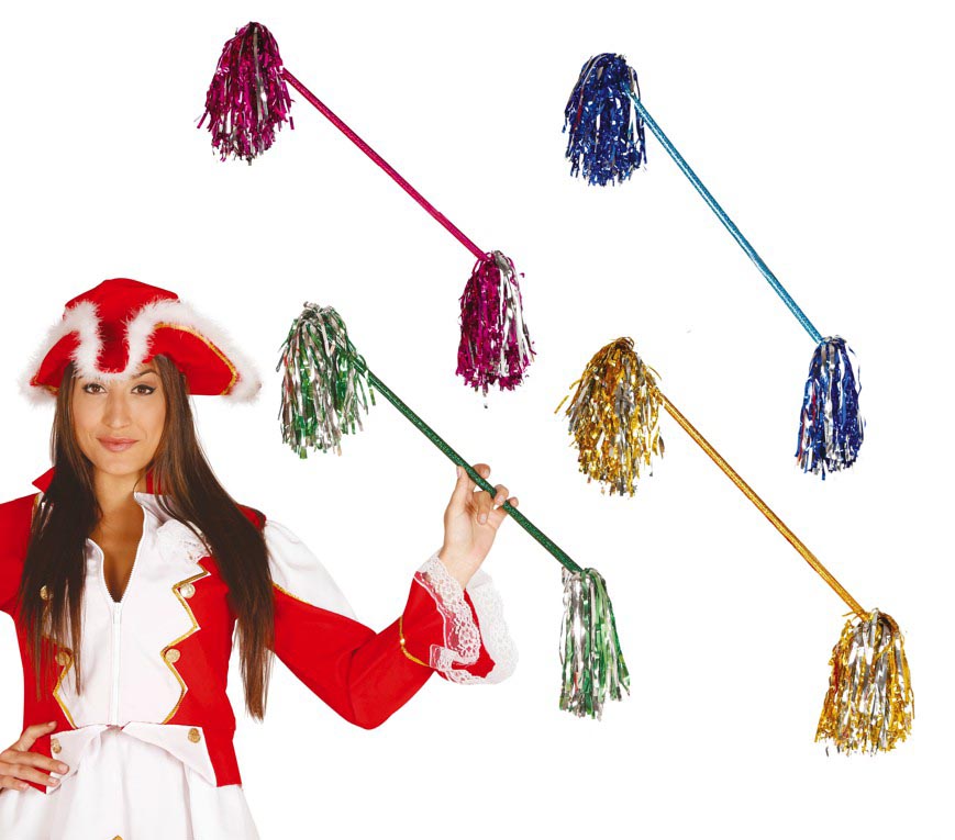 GP18673 – Majorette Stab für Damen mit Lametta Pompons – Farbe: Mehrfarbig
