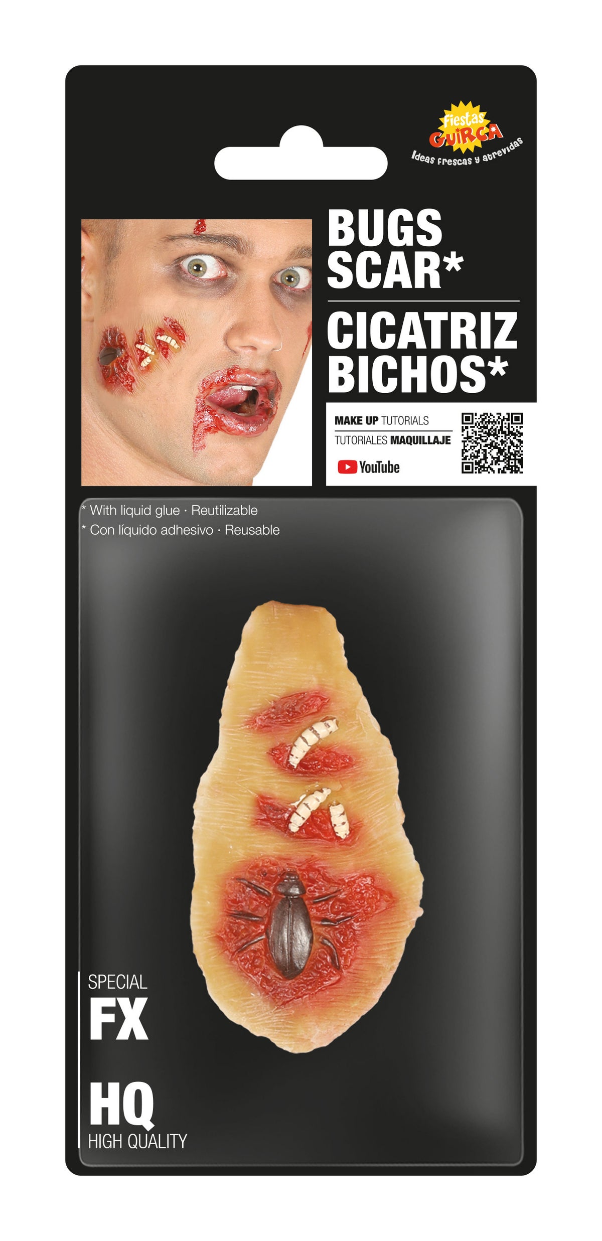 GP2039 – Latex Narbe mit Maden für Erwachsene – Farbe: Beige