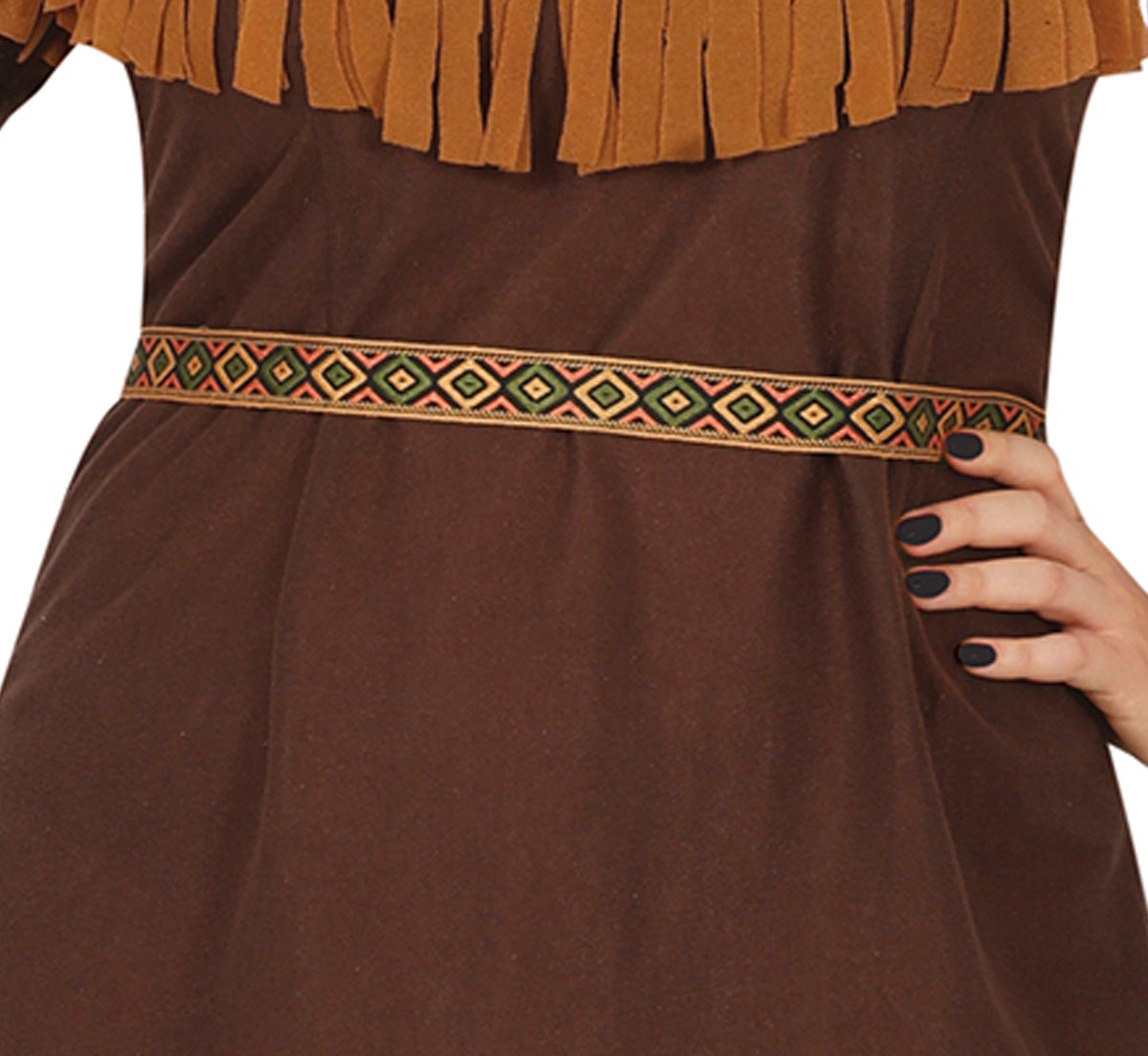 GP88558 – Indianerin Kostüm für Damen mit Fransen – Größe: 44 - 46 (XL) – Farbe: Braun