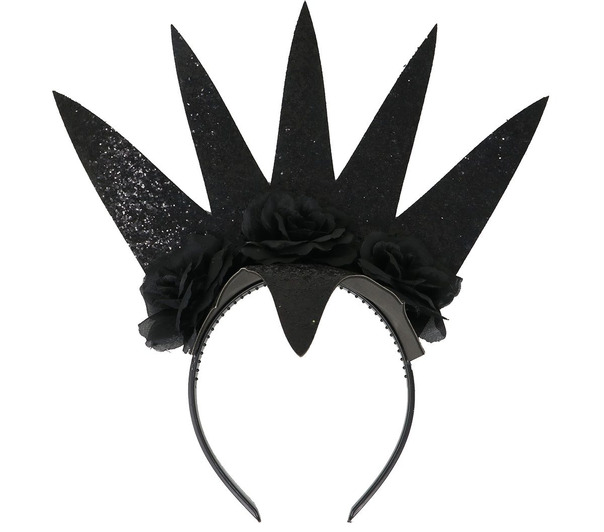 GP26726 – Dunkle Königin Haarreif für Damen mit Blumen – Farbe: Schwarz