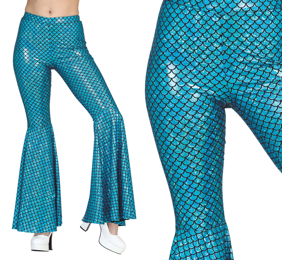 GP16916 – Meerjungfrau Hose für Damen blau mit Schuppen – Größe: 38 - 40 (M) – Farbe: Blau