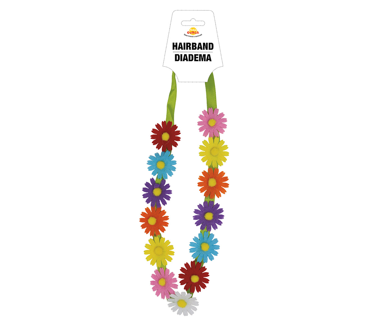 GP17391 – Hippie Blumen Haarband für Damen bunt – Farbe: Mehrfarbig