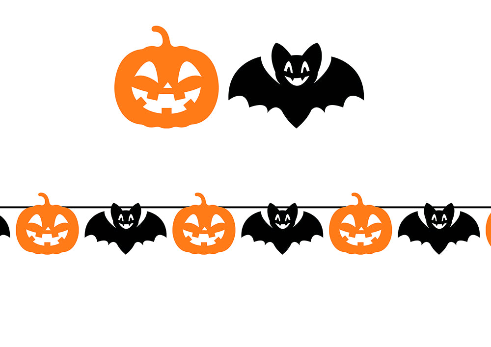 GP26795 – Halloween Girlande 300 cm Motivgirlande – Farbe: Fledermaus + Kürbis