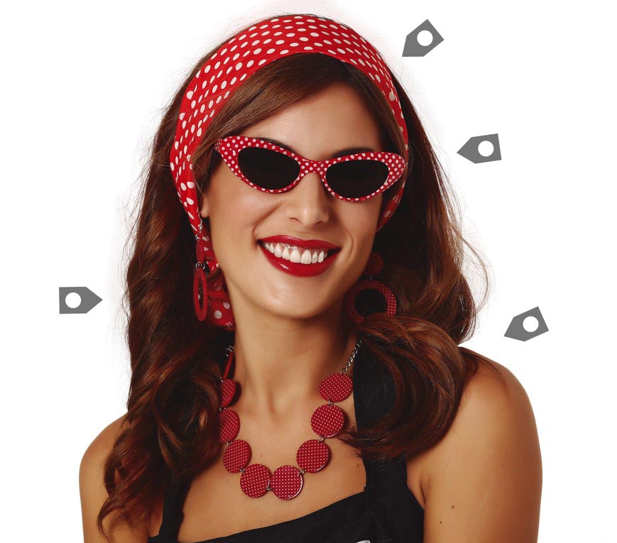 GP17929 – 50er Jahre Set für Damen rot mit Polka Dots – Farbe: Rot