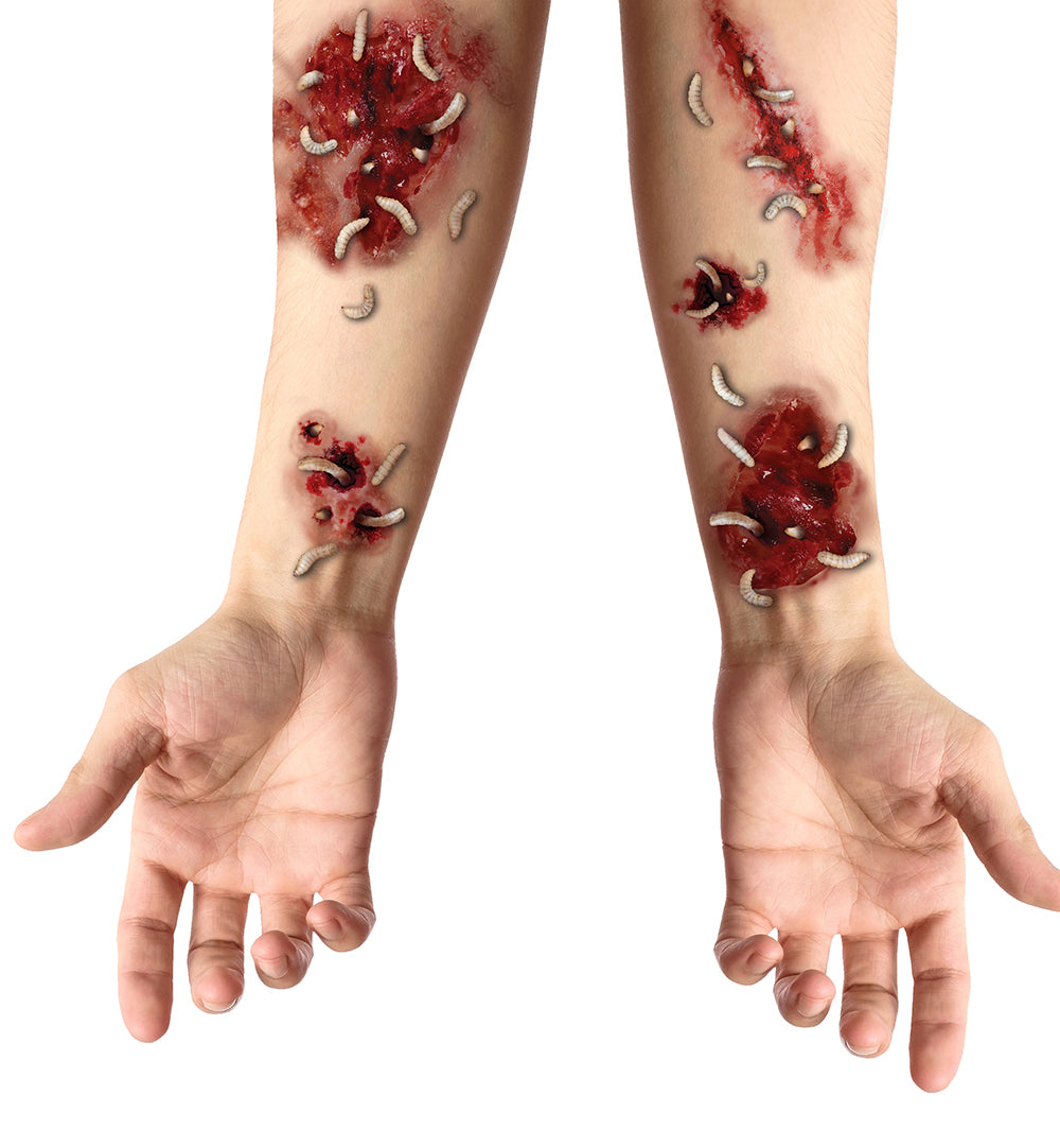 GP15708 – Horror Tattoos für Erwachsene 30 x 13 cm – Farbe: Madenwunden