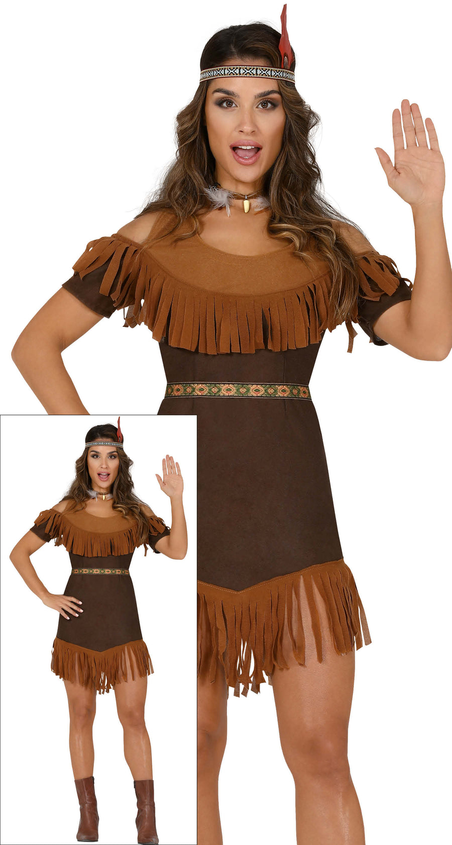 Indianerin Kostüm für Damen mit Fransen
