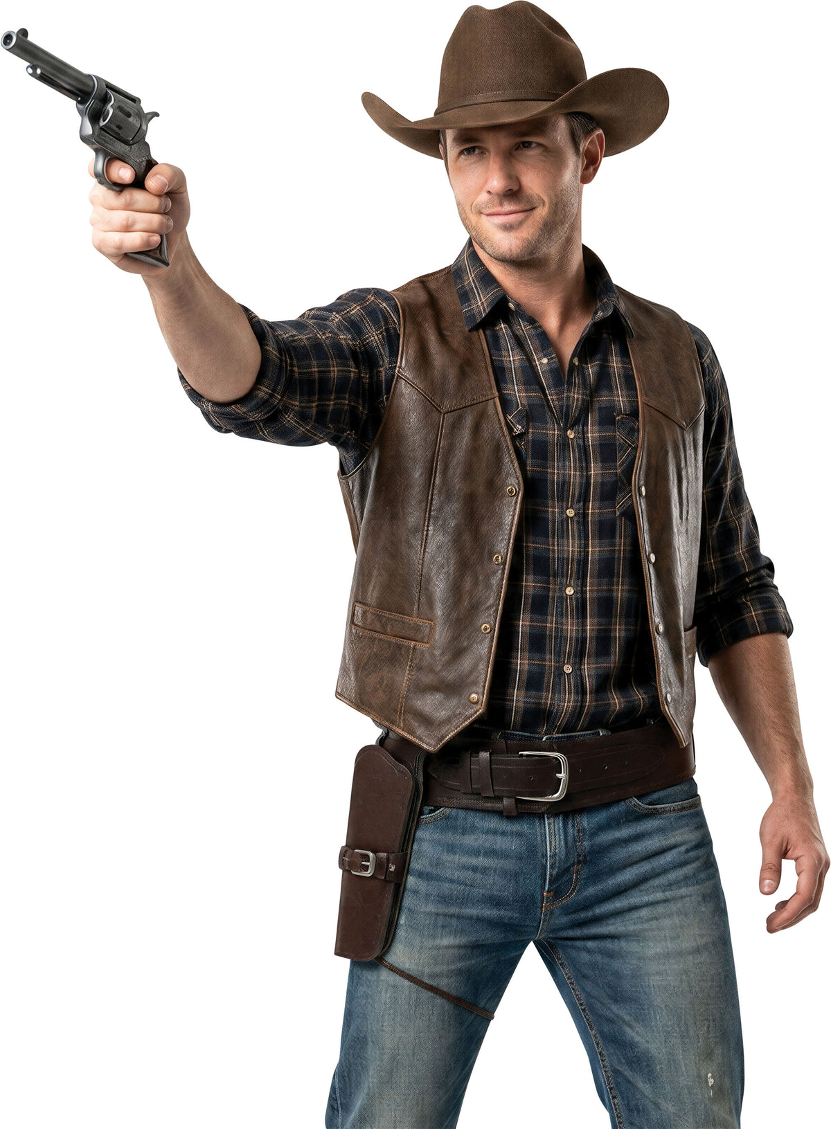 GP17933 – Cowboy Gürtel für Erwachsene braun Western – Farbe: Braun