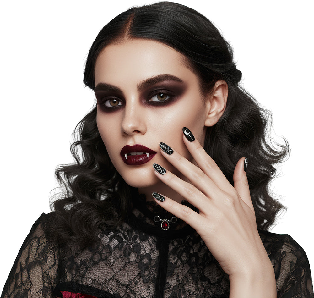 GP15920 – Lange Kunstnägel für Damen Stiletto Gothic – Farbe: Schwarz-vampir