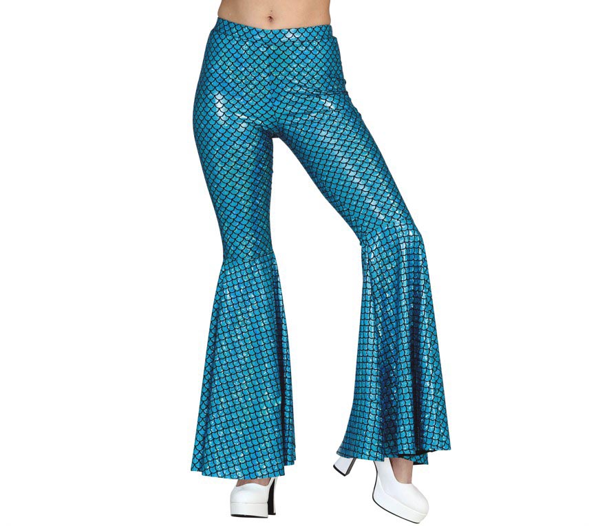 GP16916 – Meerjungfrau Hose für Damen blau mit Schuppen – Größe: 38 - 40 (M) – Farbe: Blau