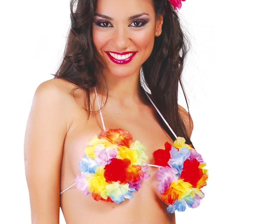 GP16432 – Blumen BH für Damen Hawaii Hula – Farbe: Mehrfarbig, Ansicht 2