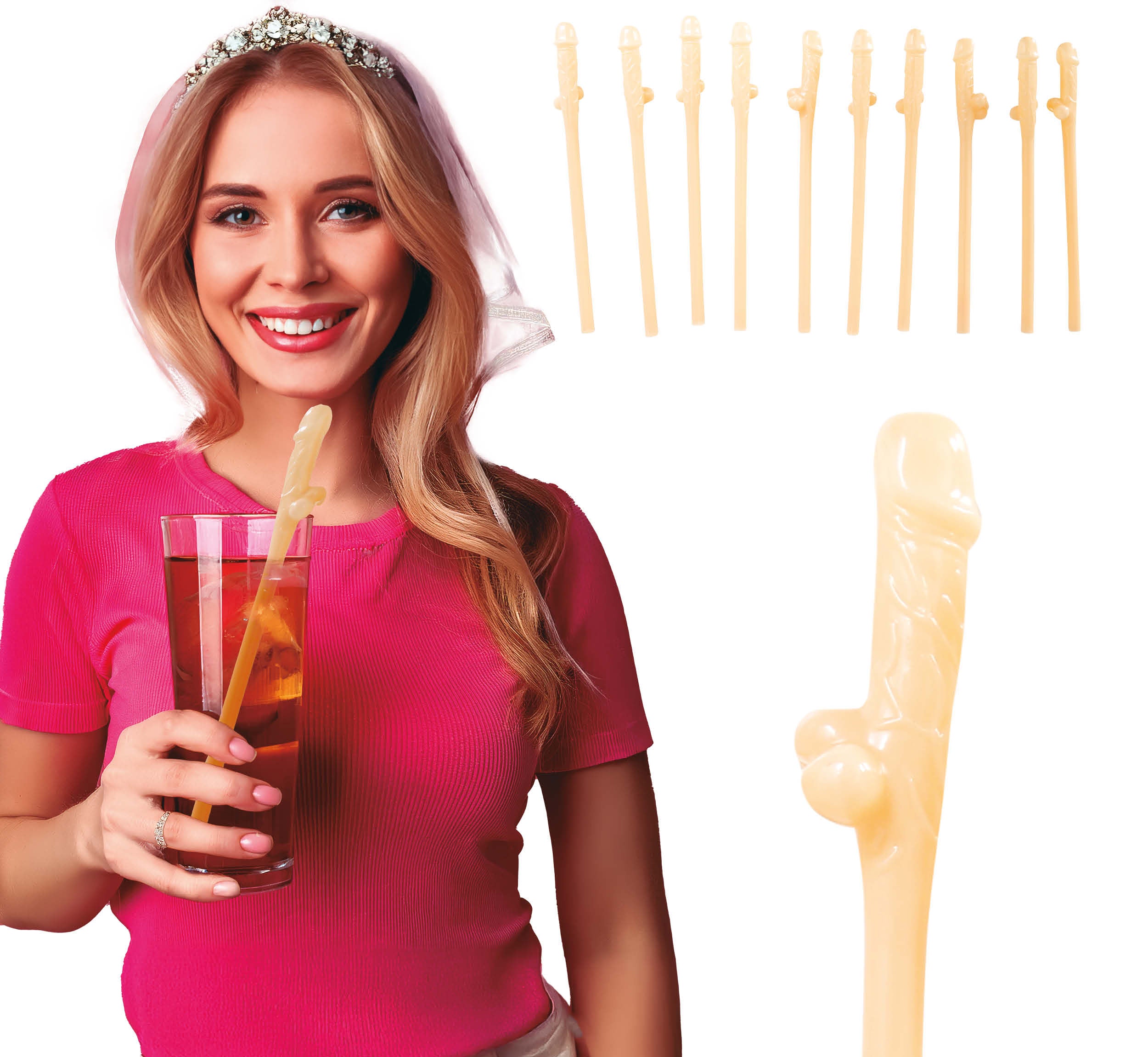 GP69038 – Junggesellenabschied Party Strohhalme – Farbe: Beige