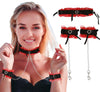 GP69047 – Sado Choker Kette Armband Set – Farbe: Schwarz / Rot