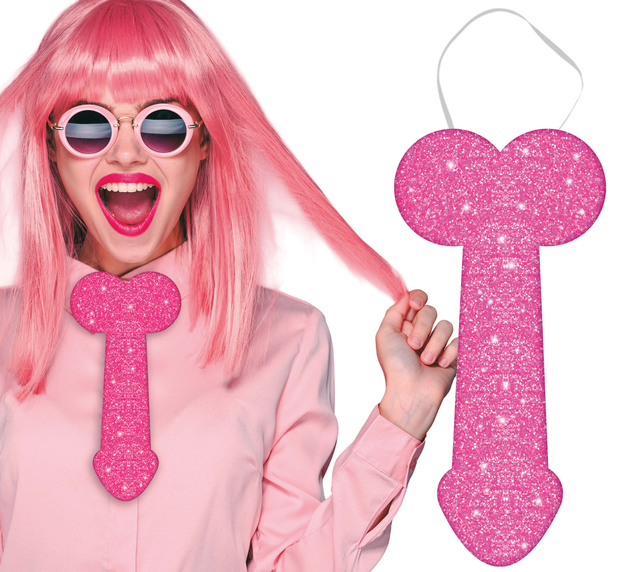 GP69061 – Junggesellenabschied Glitzernde Krawatte – Farbe: Pink