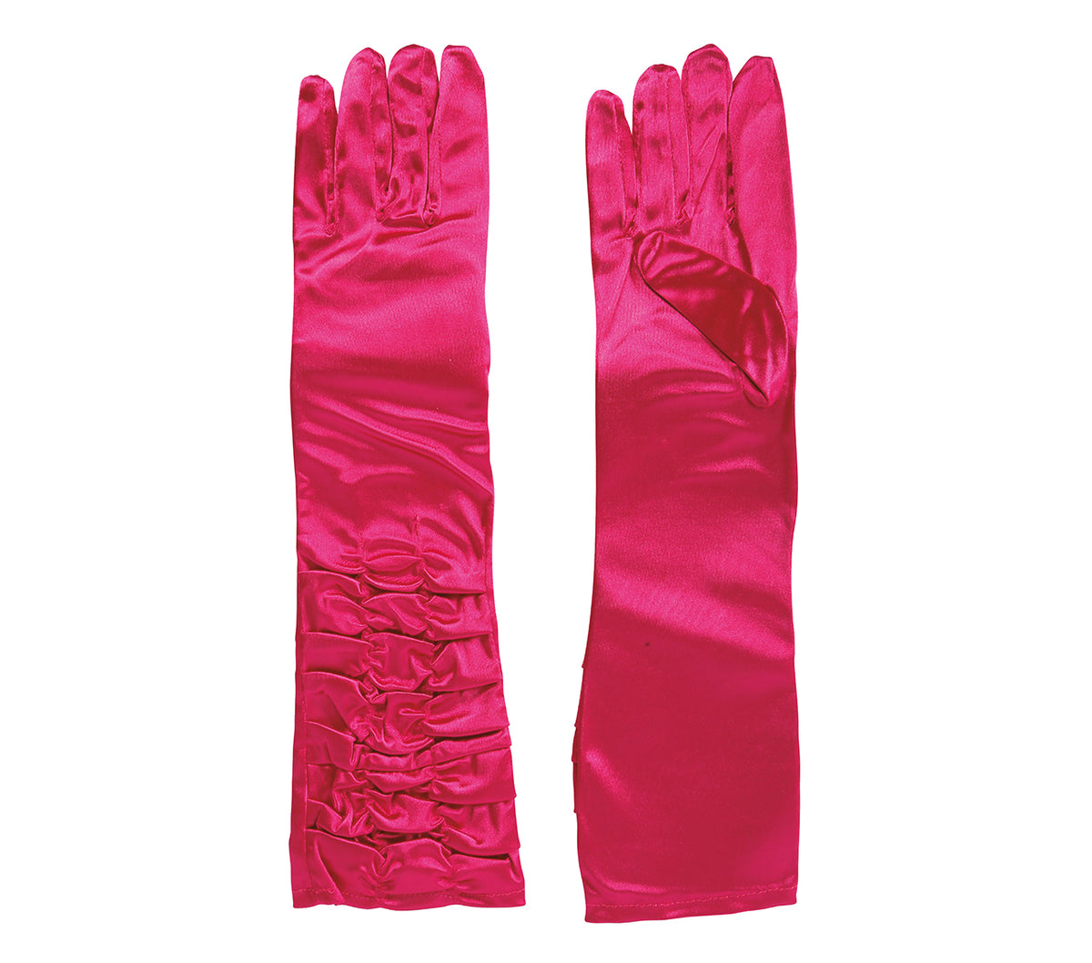 GP17868 – Glamour Handschuhe für Damen 40 cm gerafft – Farbe: Pink