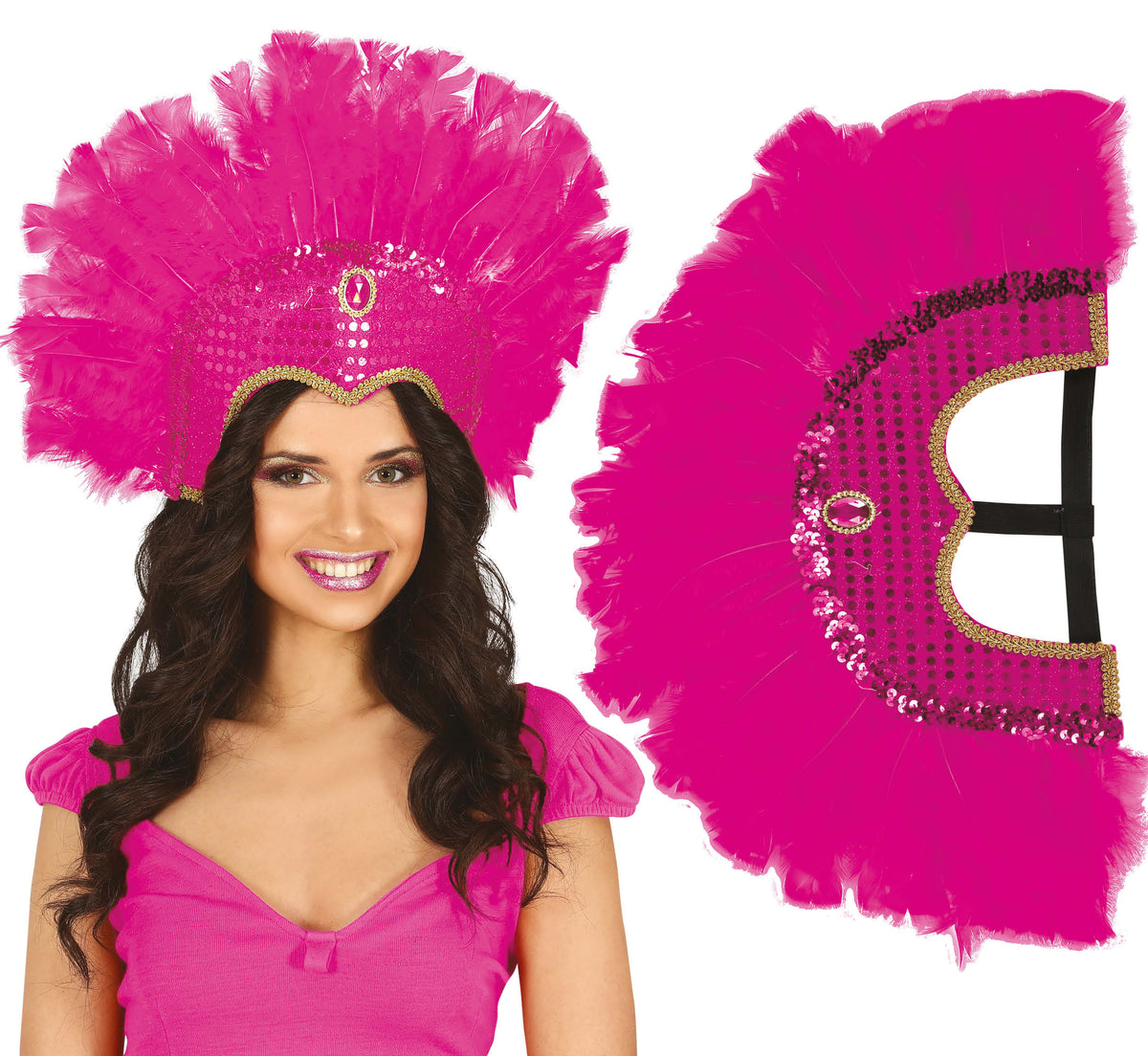 GP23067 – Samba Federkopfschmuck für Erwachsene – Farbe: Pink