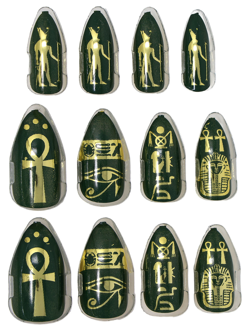 GP15981 – Motiv Kunstnägel für Erwachsene 12 Stück – Farbe: Grün / Gold