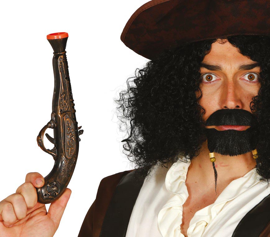 GP18353 – Piratenpistole für Erwachsene 28 cm Steinschloss – Farbe: Braun