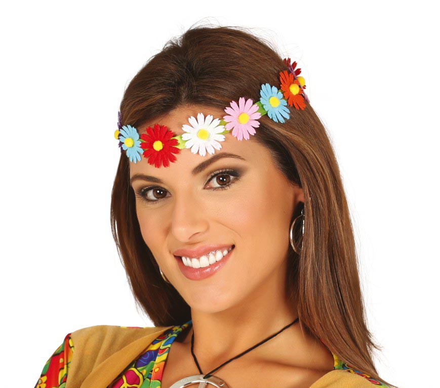 GP17391 – Hippie Blumen Haarband für Damen bunt – Farbe: Mehrfarbig, Ansicht 2