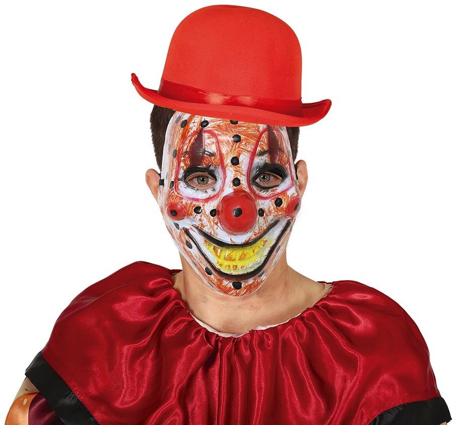GP2266 – Horrorclown Maske für Erwachsene mit roter Nase – Farbe: Beige, Ansicht 2