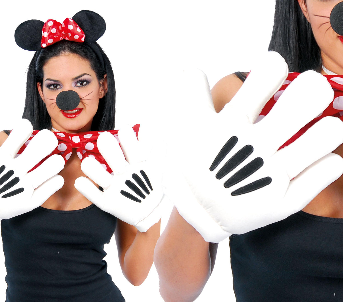 GP16579 – Große Maus Handschuhe für Erwachsene weiß – Farbe: Weiß