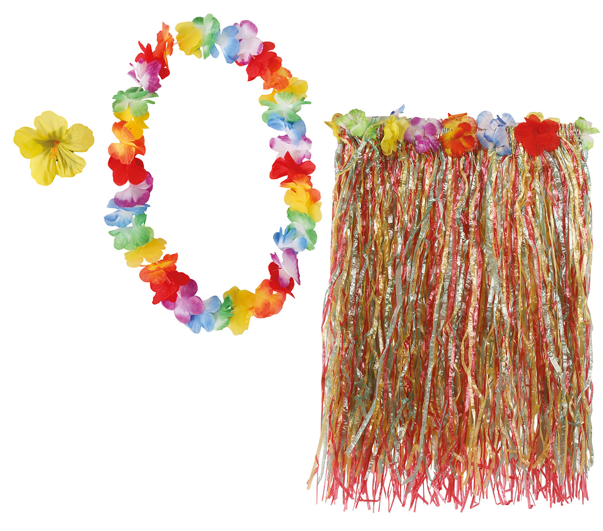 GP17655 – Hawaii Set für Damen 3 teilig bunt – Farbe: Mehrfarbig