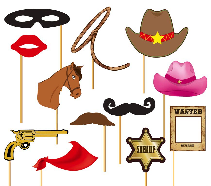 GP7206 – Cowboy Fotorequisiten 12 teilig 18 cm – Farbe: Mehrfarbig