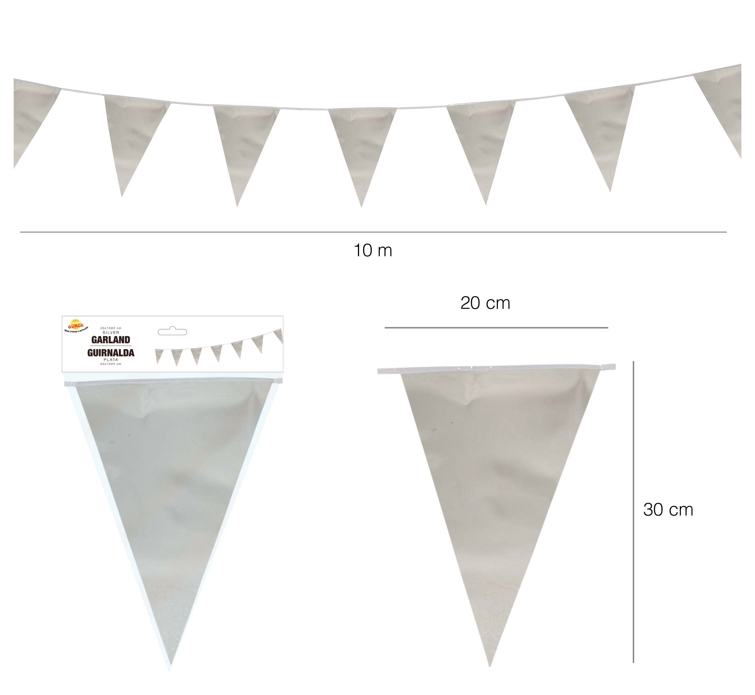 GP7263 – Party Stimmung Rosen Gold Wimpel Girlande – Farbe: Silber