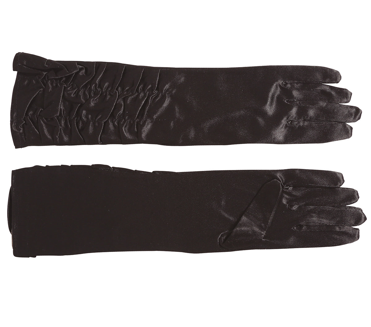 GP17868 – Glamour Handschuhe für Damen 40 cm gerafft – Farbe: Schwarz