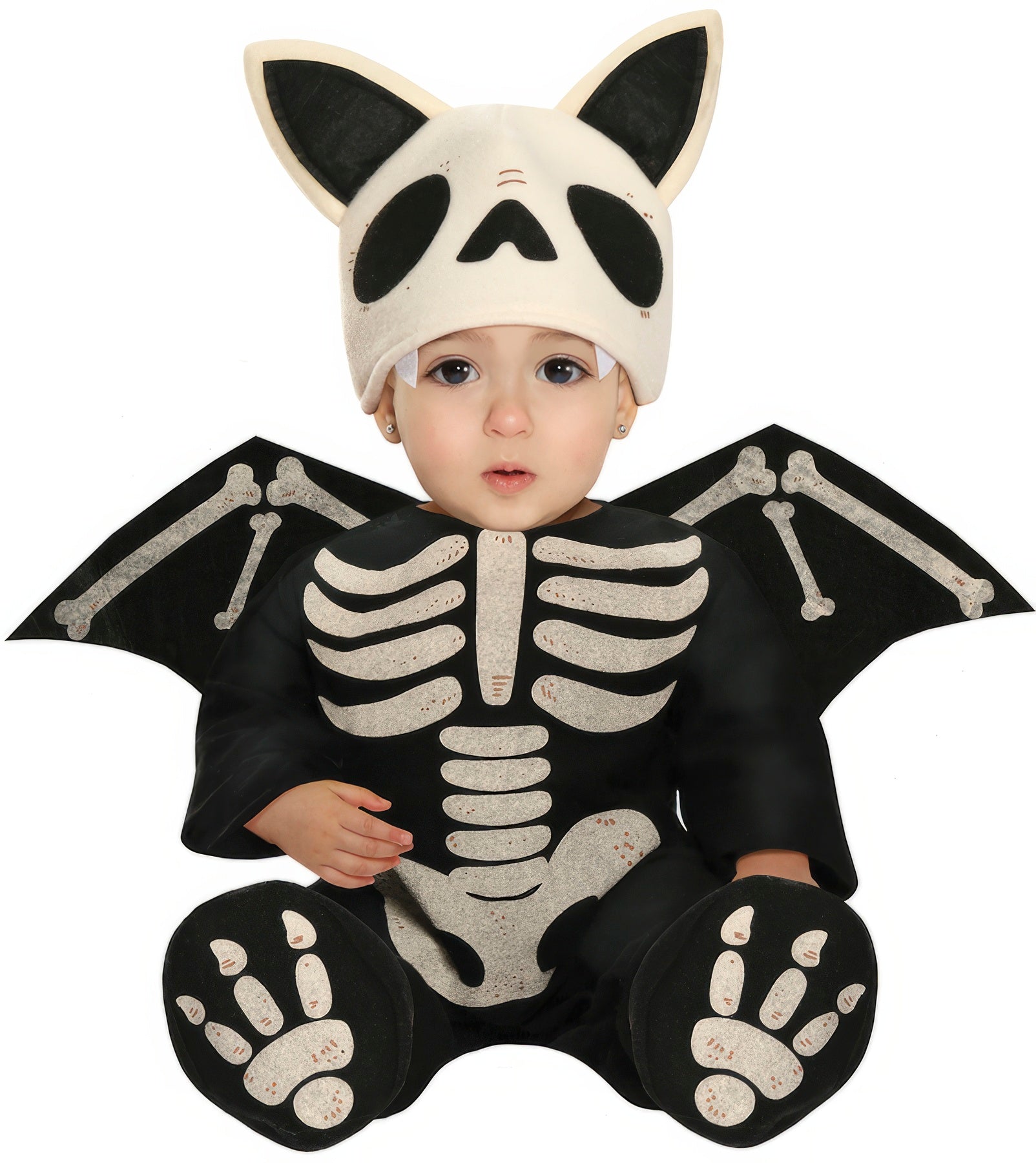 GP76004 – Halloween Skelett Fledermaus Jumpsuit Baby – Größe: 86/92 – Farbe: Schwarz