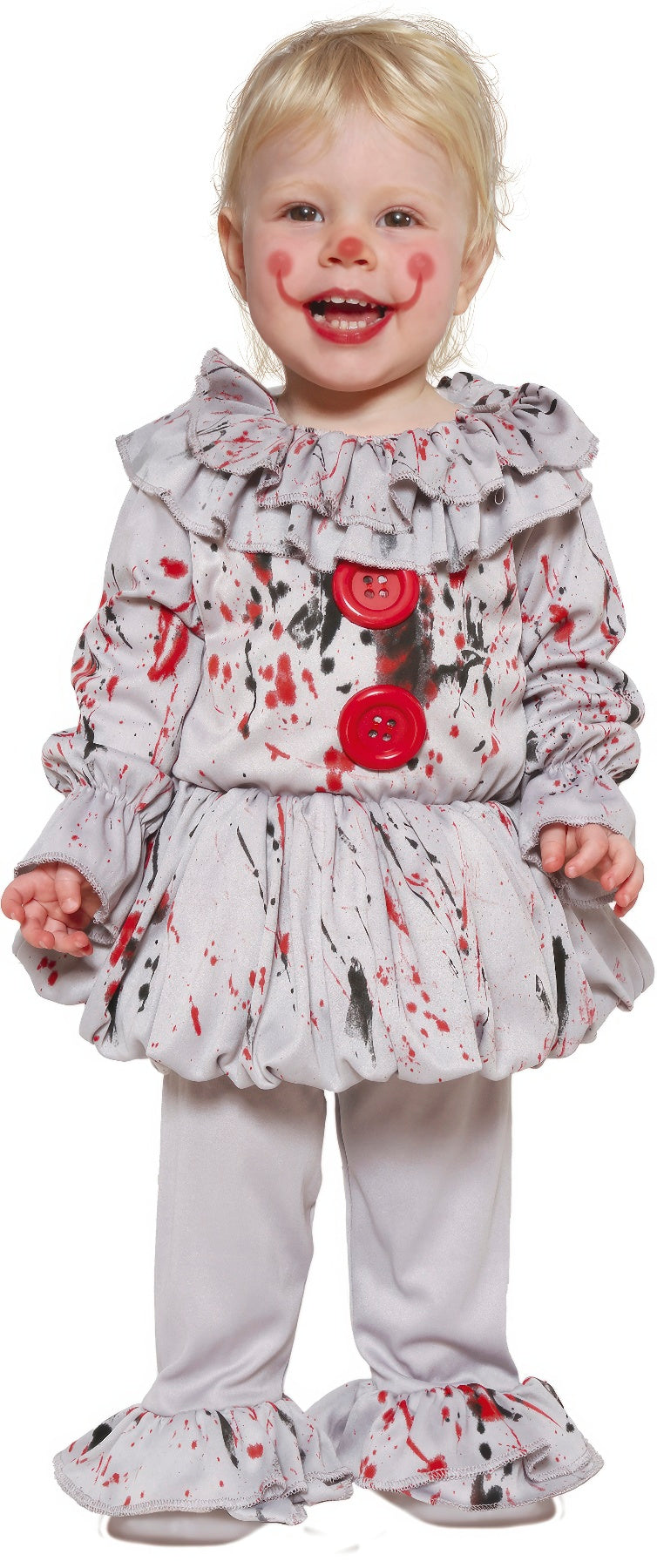 GP76032 – Halloween Clown Kostüm Baby Gruselige – Größe: 74/80 – Farbe: Grau