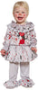 GP76032 – Halloween Clown Kostüm Baby Gruselige – Größe: 74/80 – Farbe: Grau
